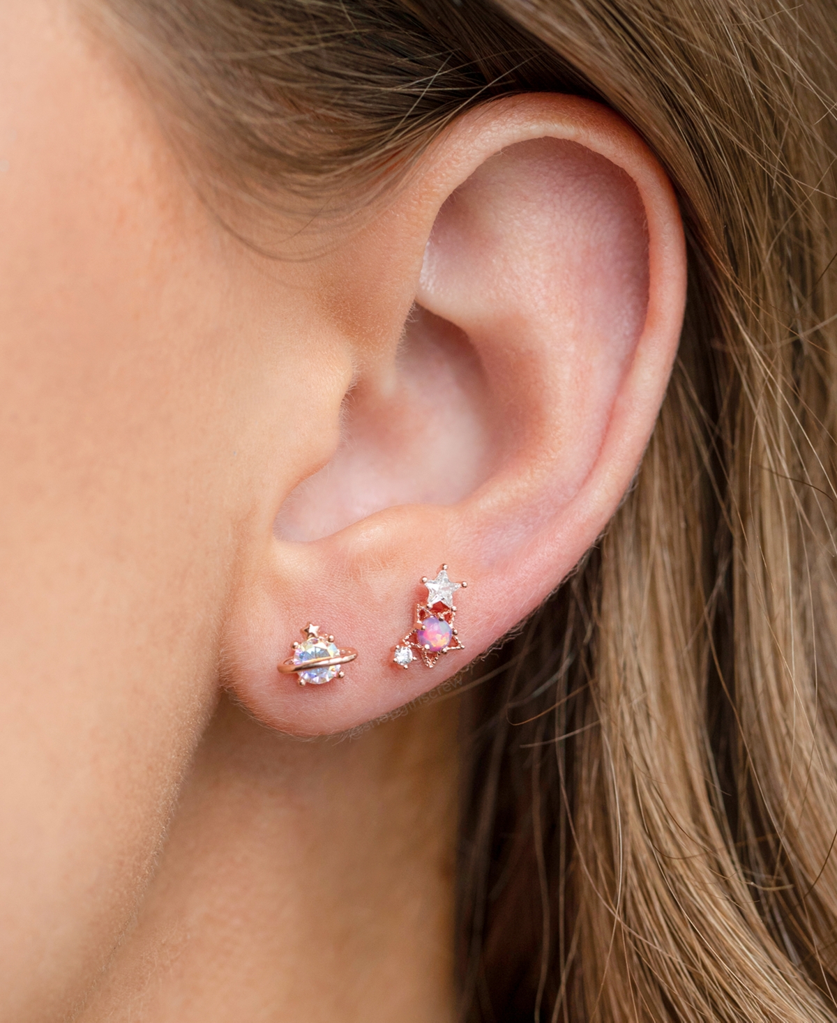 Girls Crew Gold Plated Light Year Crystal Piercing Style Earrings In Gold