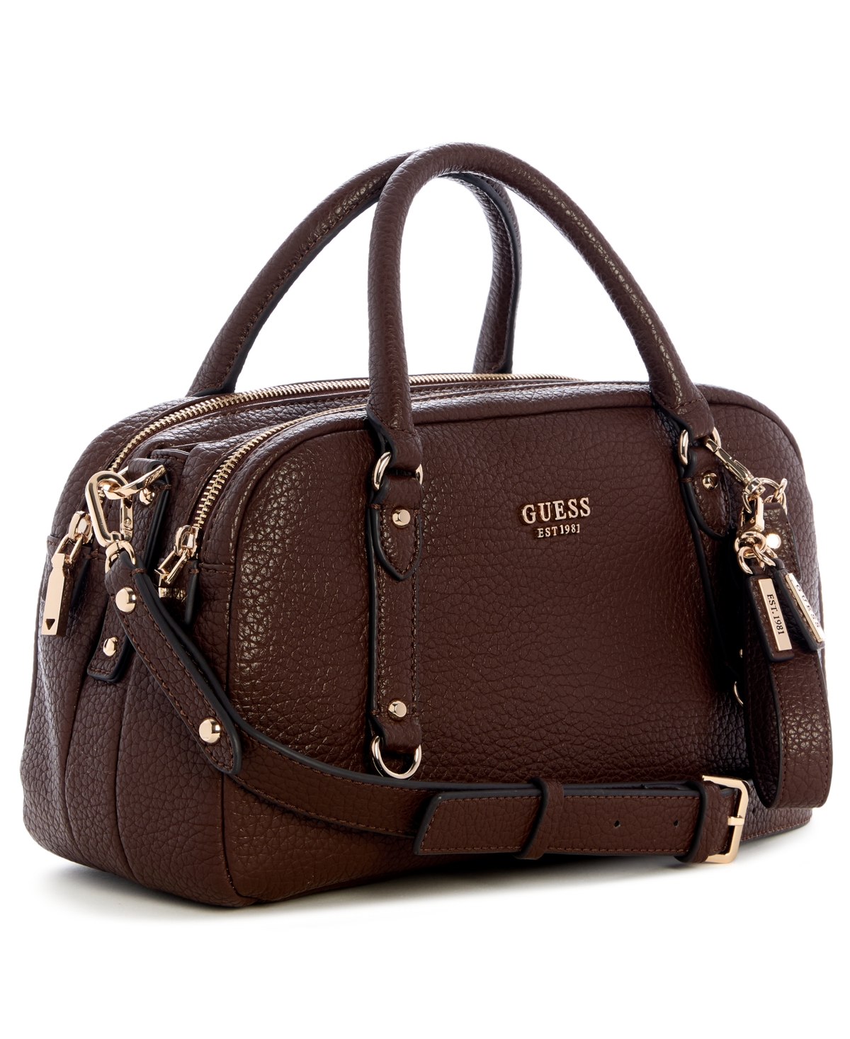 Guess Marsha Medium Box Satchel Bag In Brown