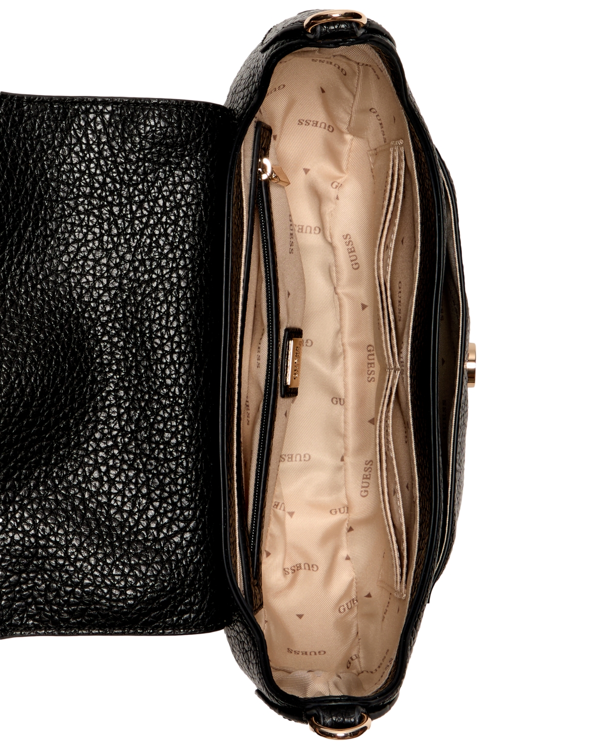 Guess Marsha Flap Small Shoulder Bag In Black