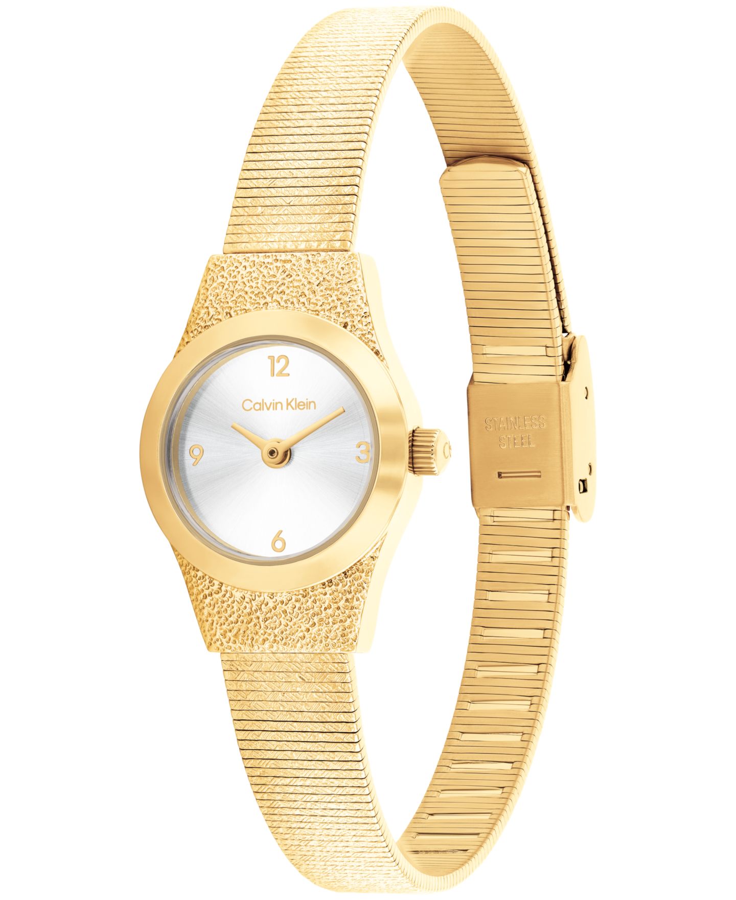 Женские часы Calvin Klein Contemporary Gold Tone Stainless Steel Mesh Bracelet Watch, 18mm — фото 2