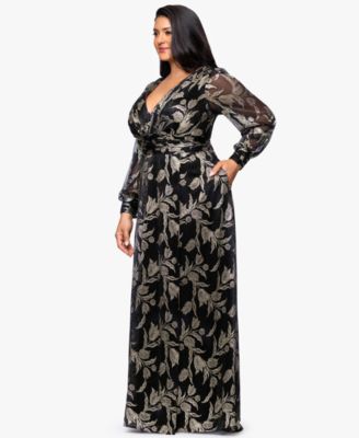 Plus Size Long Crinkle Sleeve A-Line Dress
