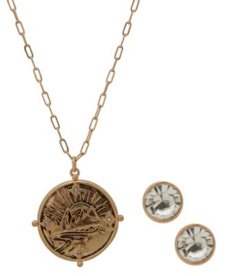 Yellowstone - 2-Pc. Landscape Pendant Necklace and Stud Earrings Gift Set