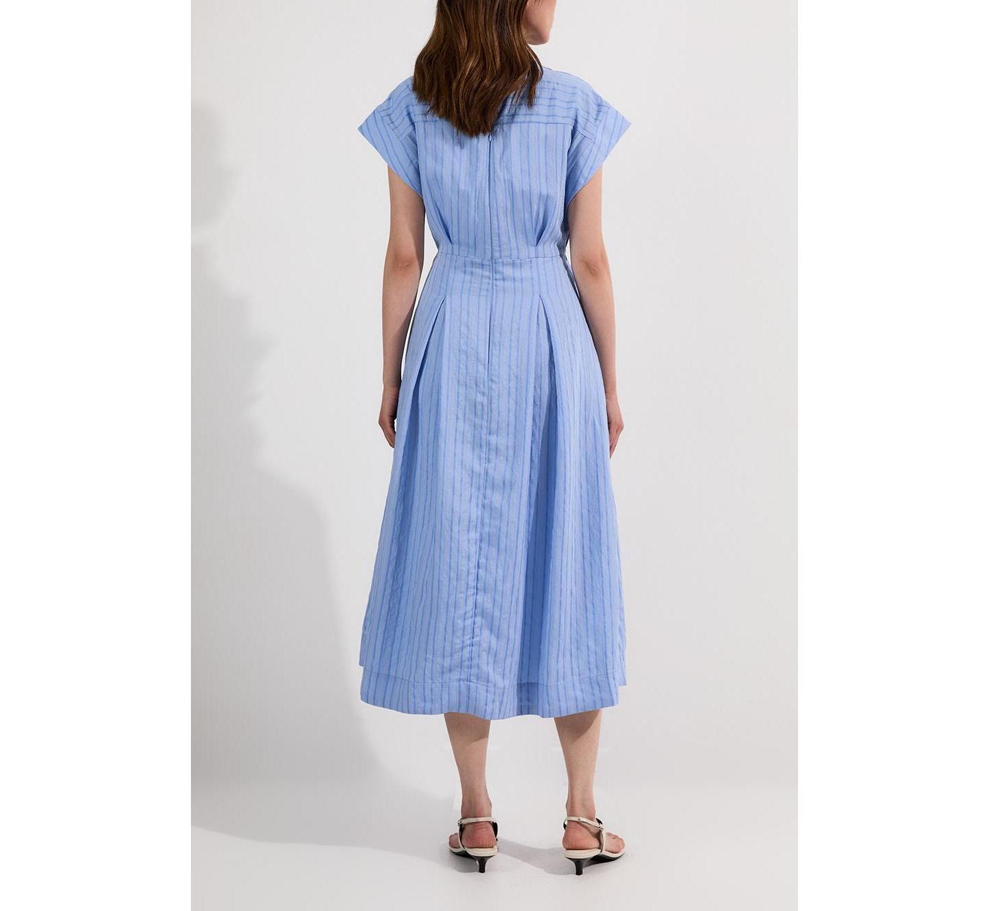 Женское платье Karen Millen Belted Woven Midi Shirt Dress, цвет: Синий — фото 3