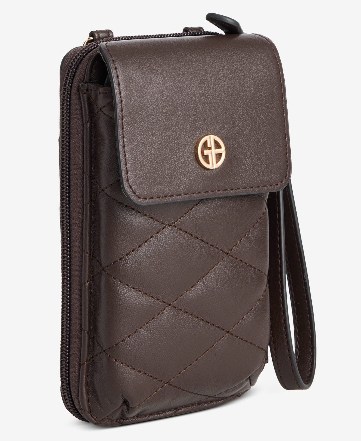 Giani Bernini Softy Leather Tech Crossbody Wallet, Exclusively At Macy's In Brown