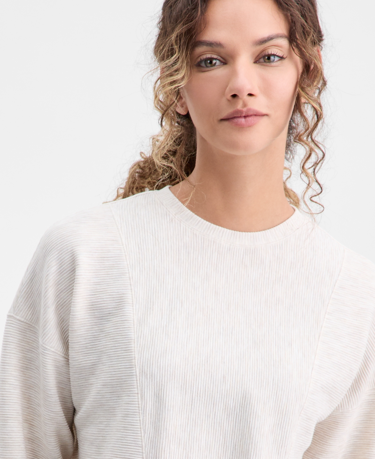 Id Ideology Women's Ribbed Knit Crewneck Sweatshirt, Macy's Exclusive