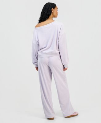 Grayson Threads, The Label Grayson Threads The Label Juniors Hello Kitty Velour Off The Shoulder Sweatshirt Joggers In Purple