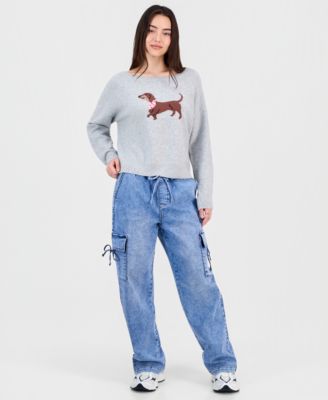 Juniors' Graphic Intarsia-Knit Sweater