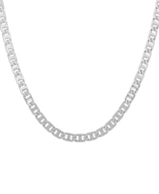 Glass Stone Chain Link Statement Necklace (also in Gold-Tone)
