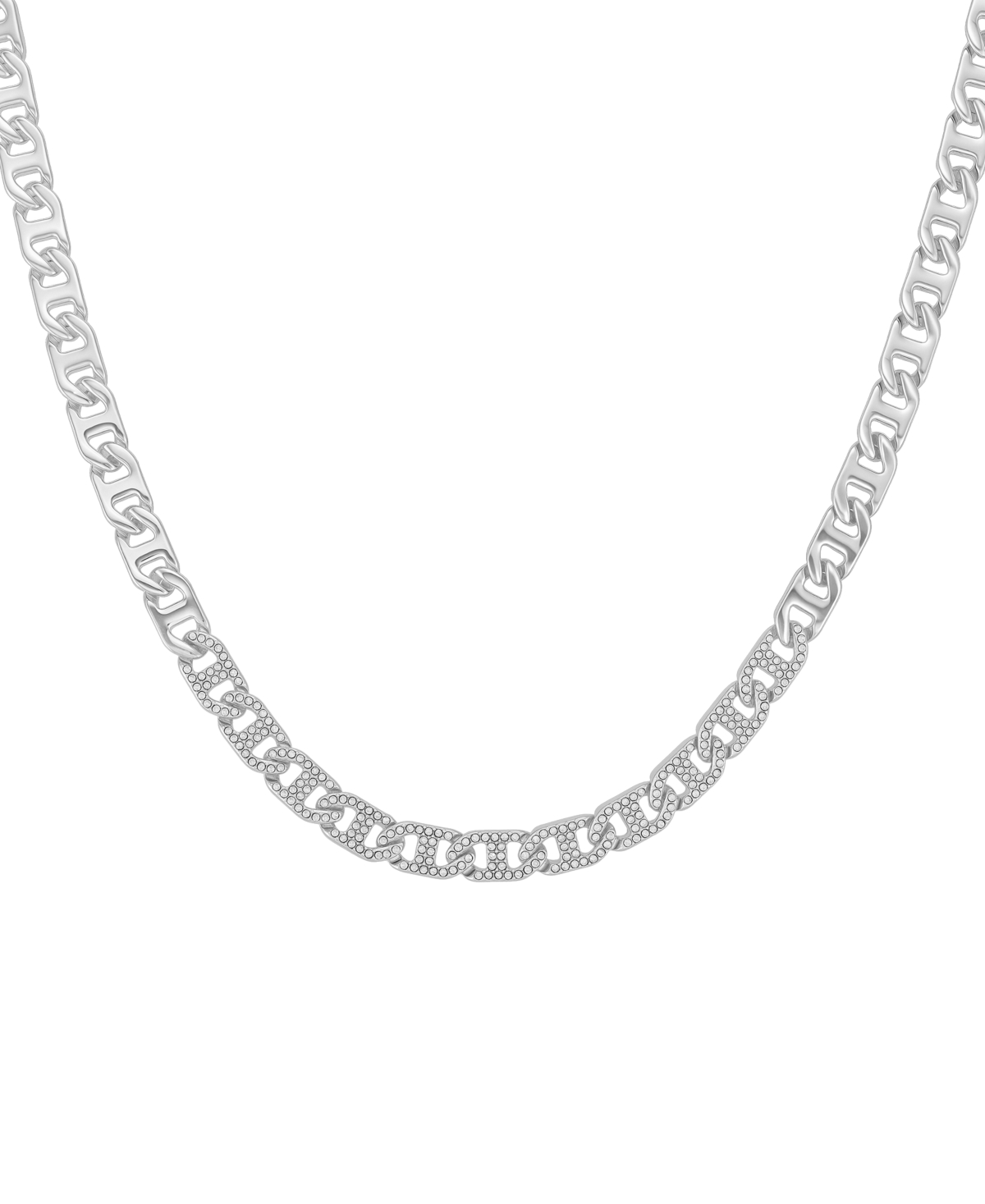 Guess Glass Stone Chain Link Statement Necklace (also In Gold-tone) In Metallic