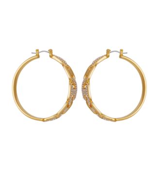 Glass Stone Hoop Earrings (also in Silver Tone)