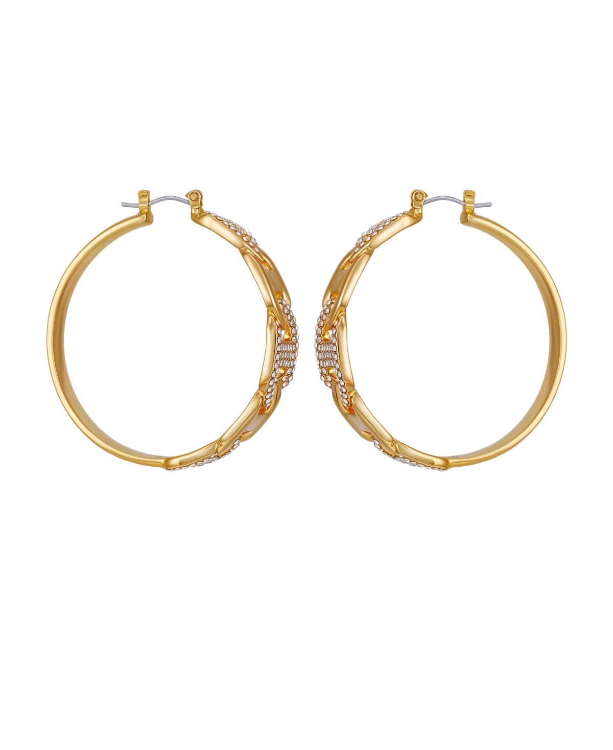 Guess Glass Stone Hoop Earrings (also In Silver Tone) In Gold