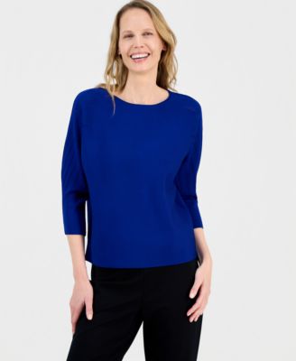 Women's Boat-Neck Multi-Stitch Dolman-Sleeve Sweater 