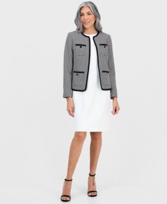 Women's Zig-Zag-Jacquard Collarless Jacket 