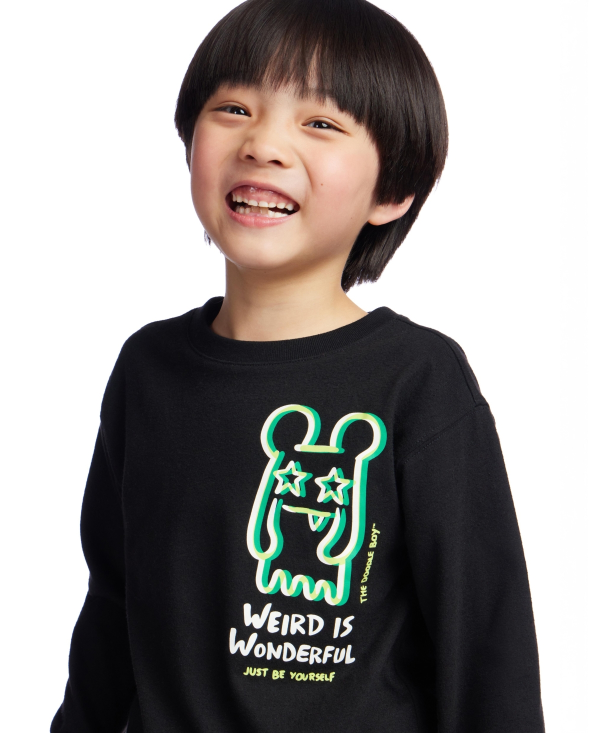 Color Lab Boys 2-10 Printed Long-sleeve T-shirt In Black