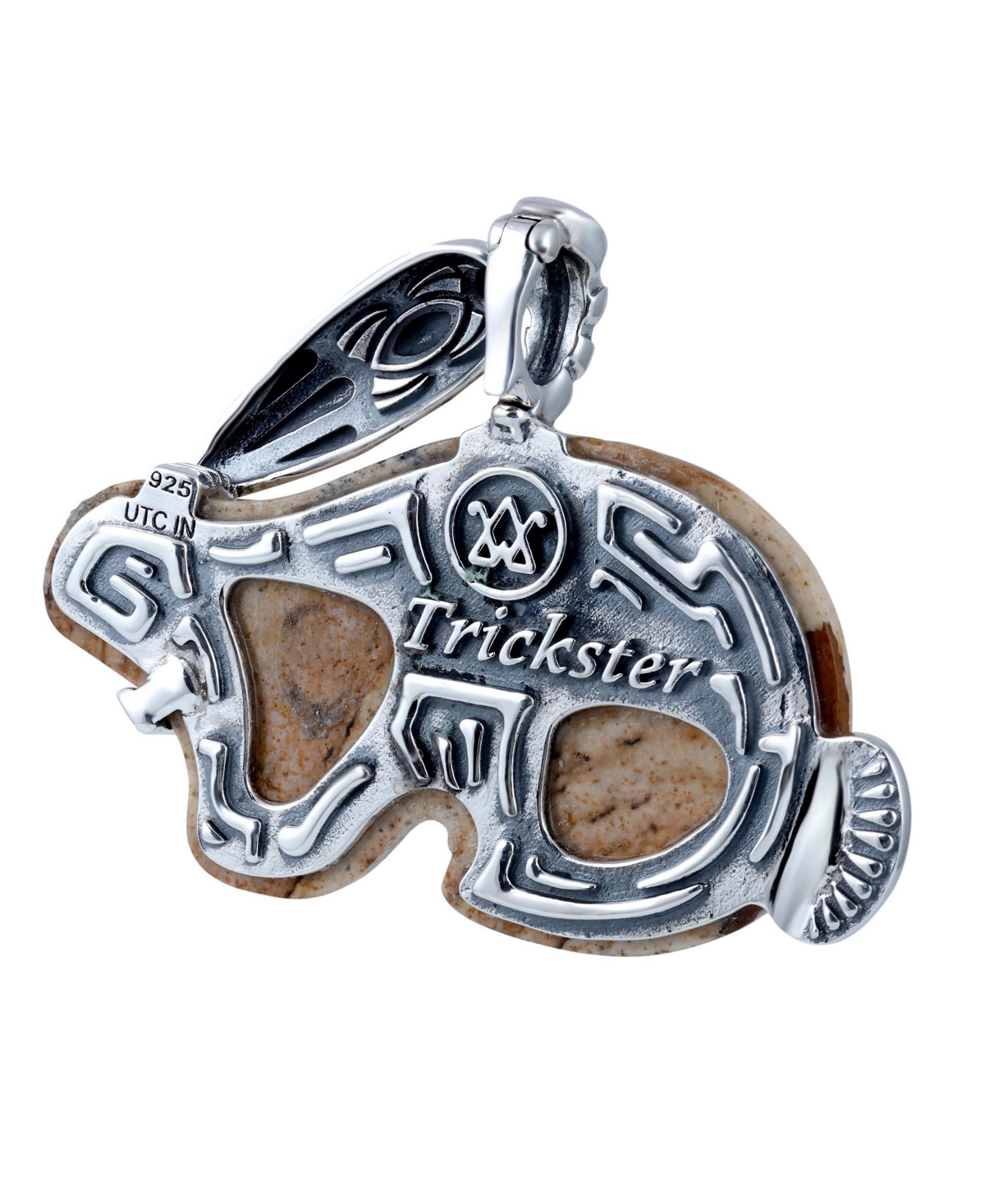 American West Jewelry Sterling Silver Picture Jasper Rabbit "Trickster" Pendant Enhancer