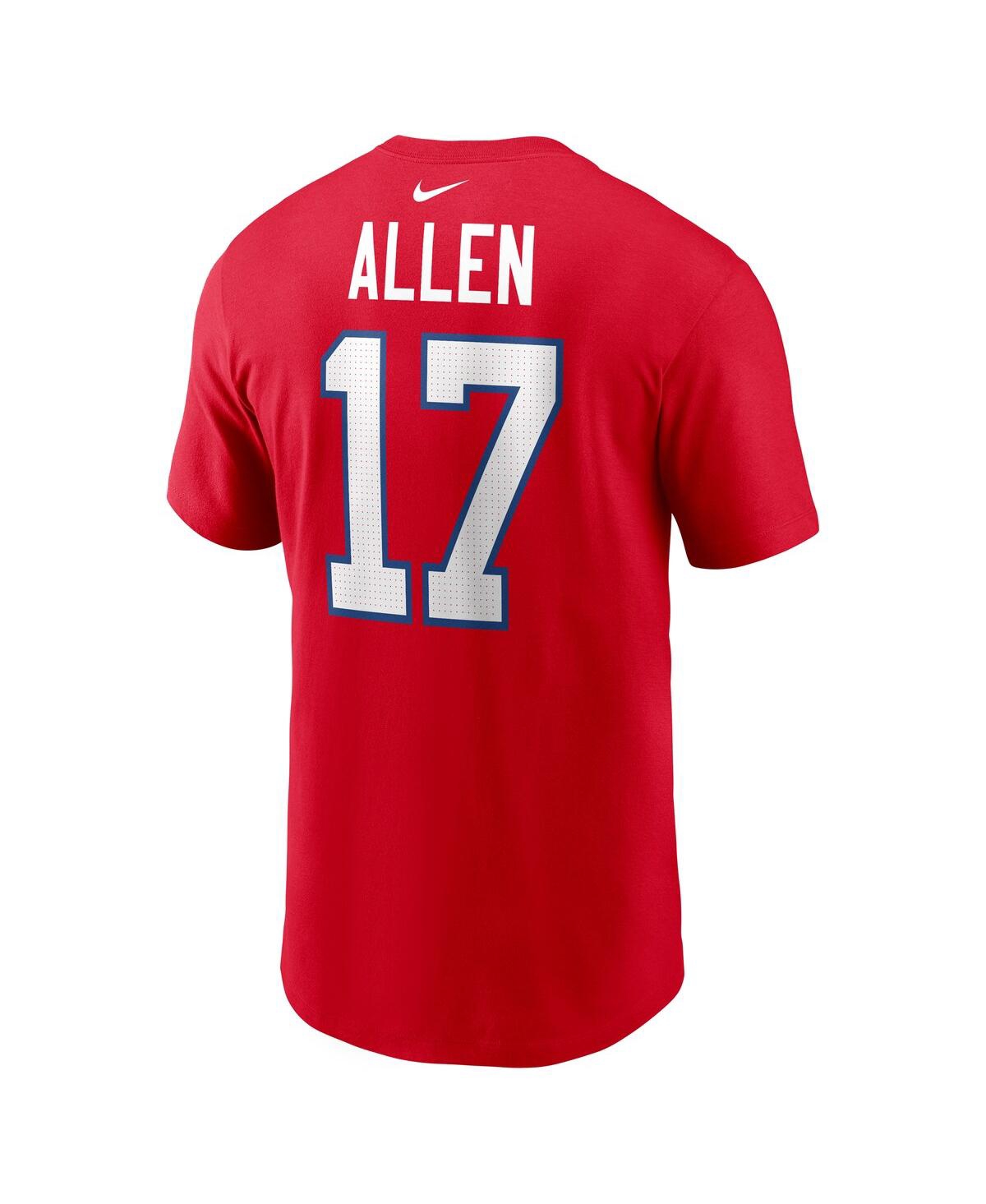 Nike Men's Josh Allen Red Buffalo Bills Player Name Number T-Shirt
