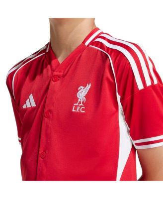 Big Boys and Girls Red Liverpool Full-Button Baseball Jersey