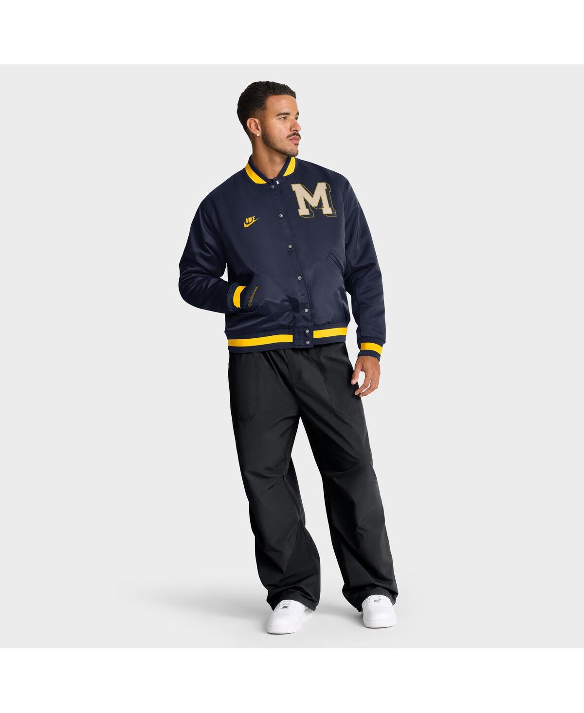 Nike Men's Navy Michigan Wolverines Legacy Full-snap Bomber Jacket In Blue