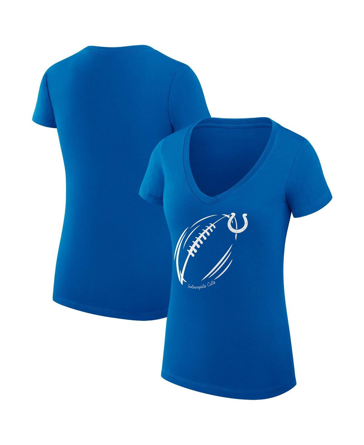 G-iii 4Her by Carl Banks Women's Royal Indianapolis Colts Super-Slim Fit Lightweight Subtle Football V-Neck T-Shirt