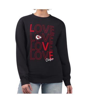 Women's Black Kansas City Chiefs Lots of Love Graphic Fleece Pullover Sweatshirt