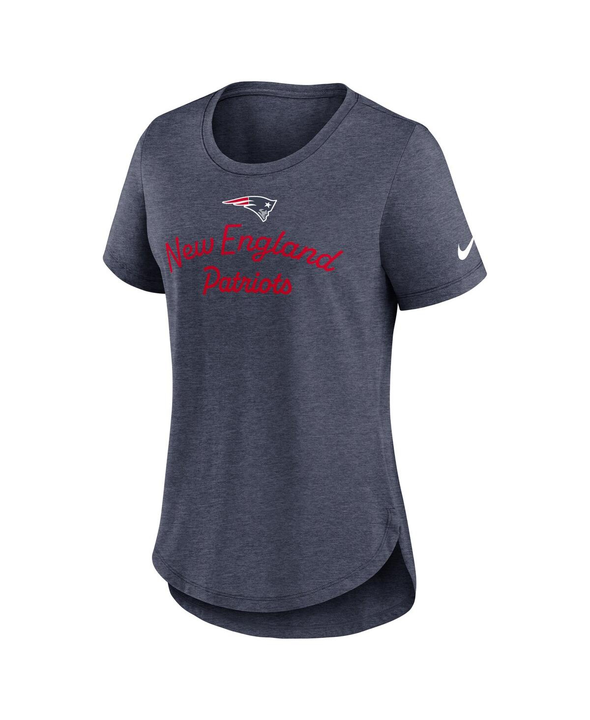 Nike Women's Navy New England Patriots Script Tri-blend T-shirt In Blue