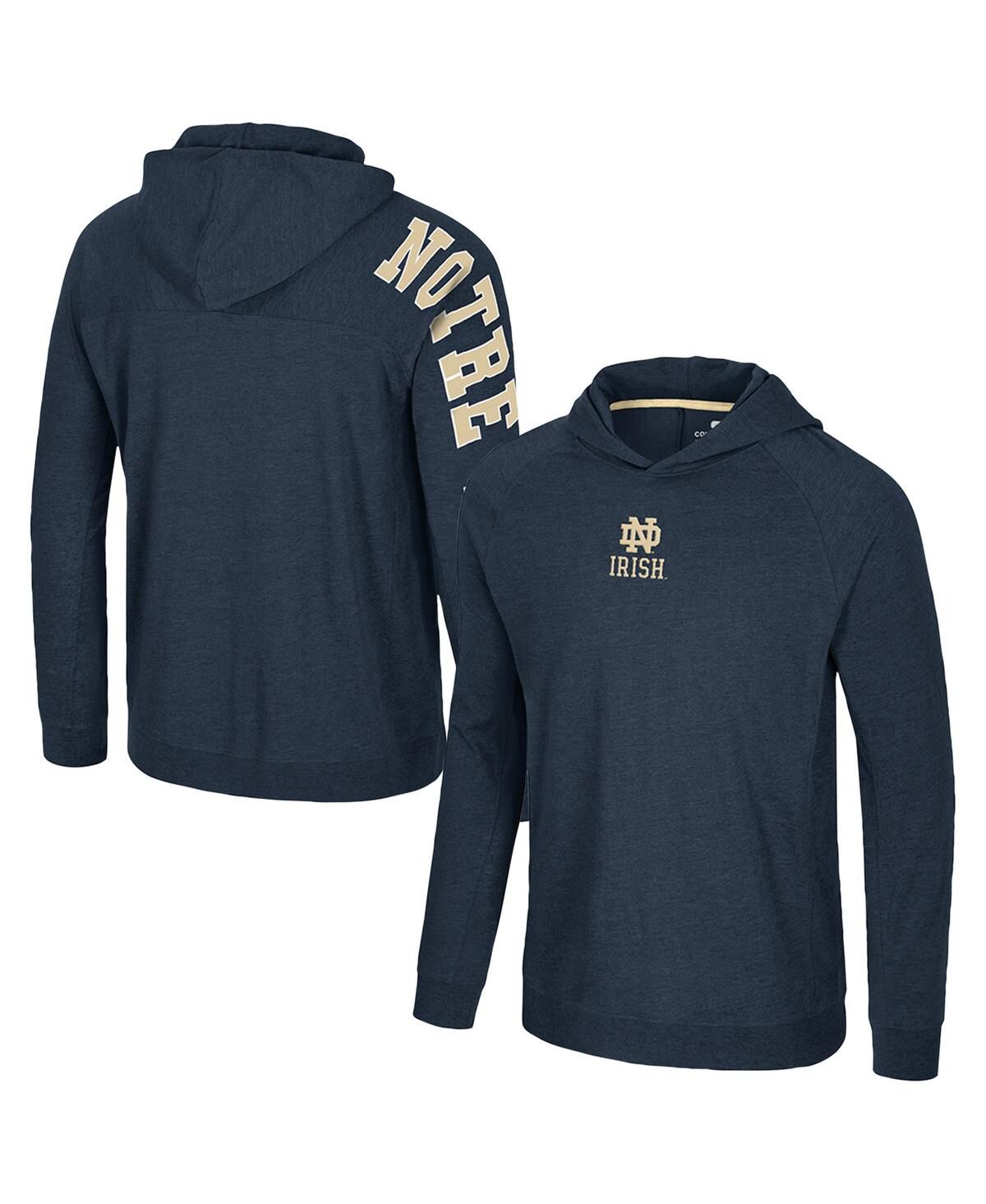 Мужская темно-синяя футболка Notre Dame Fighting Irish Back in Business с длинным рукавом Реглан и капюшоном