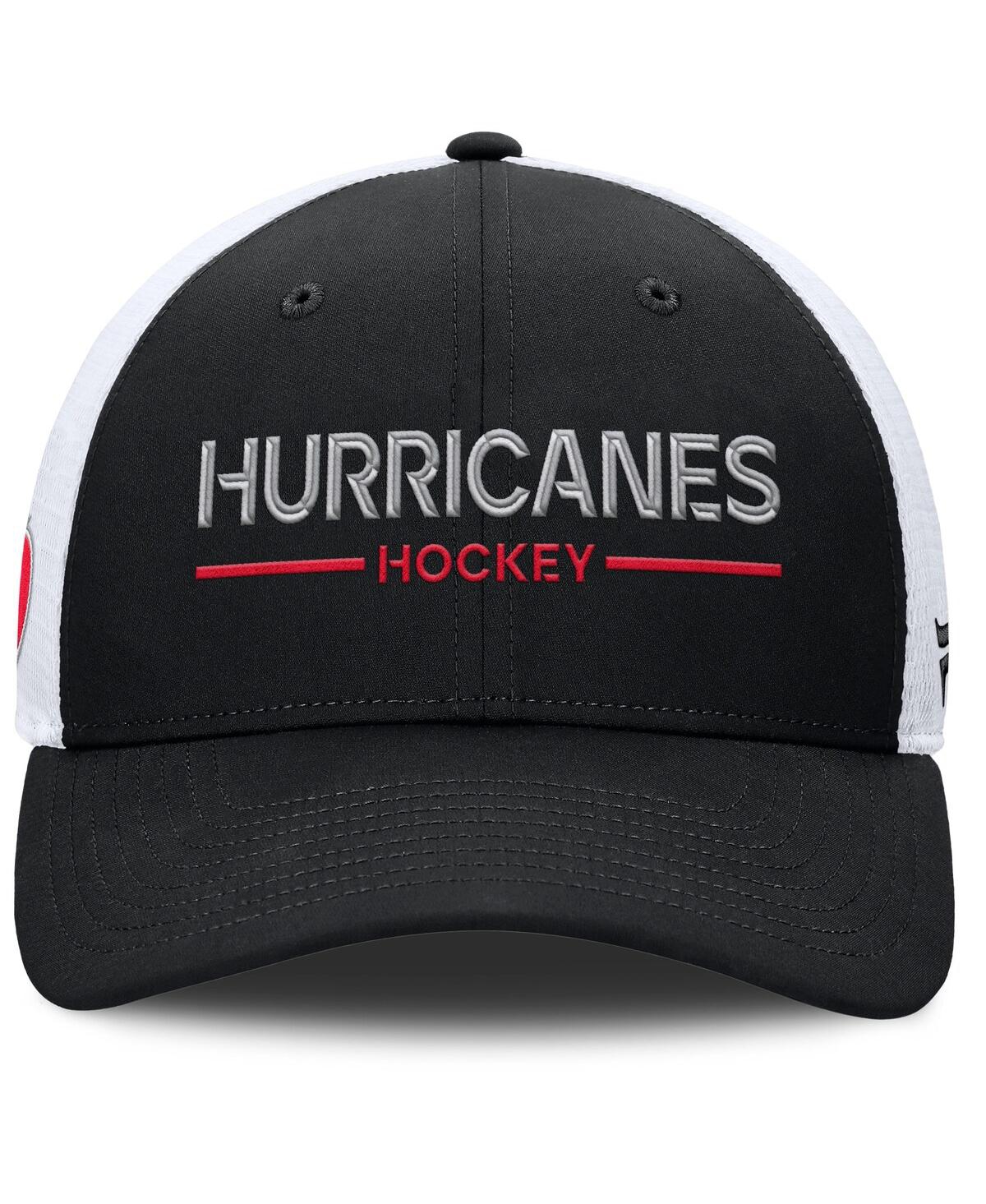 Fanatics Men's Black/White Carolina Hurricanes Authentic Pro Rink Lockup Adjustable Trucker Hat