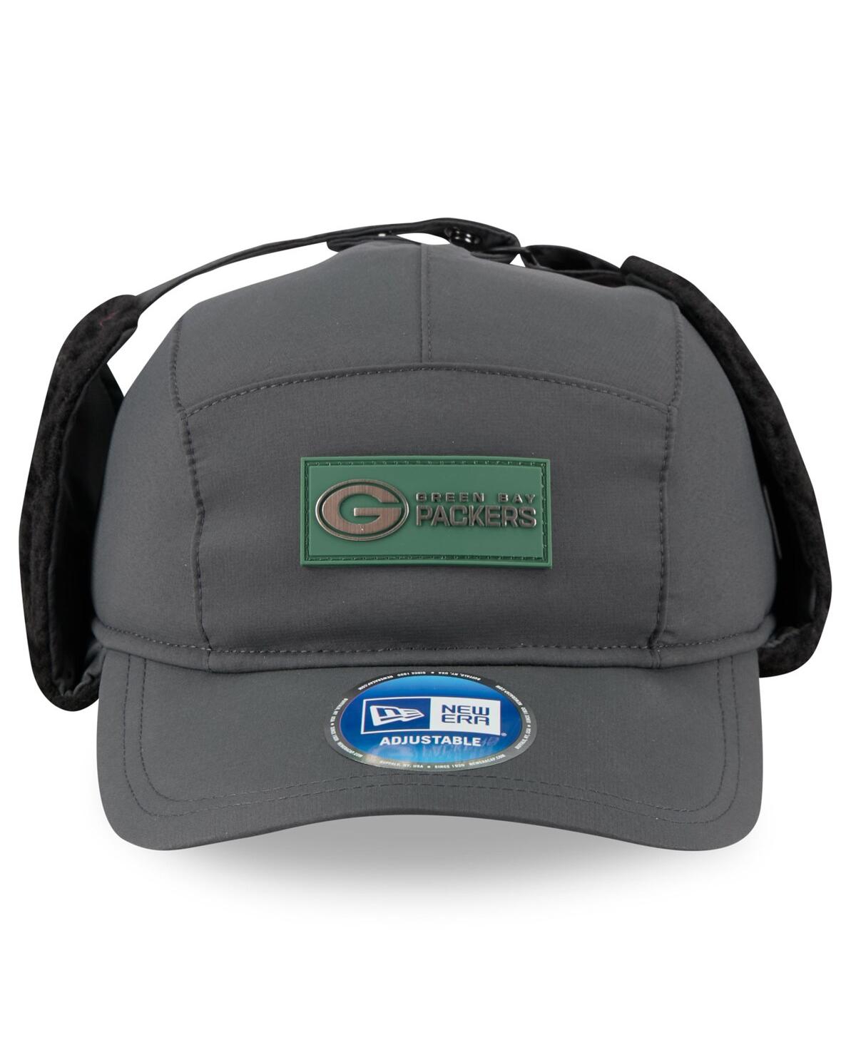 New Era Men's Charcoal Green Bay Packers 2025 Sideline Cold Weather Runner Dog Ear Adjustable Hat
