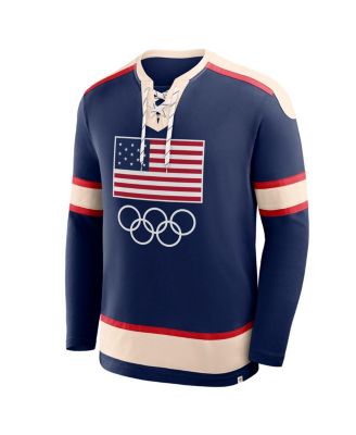 Men's Navy Team USA Lace-Up Long Sleeve T-Shirt