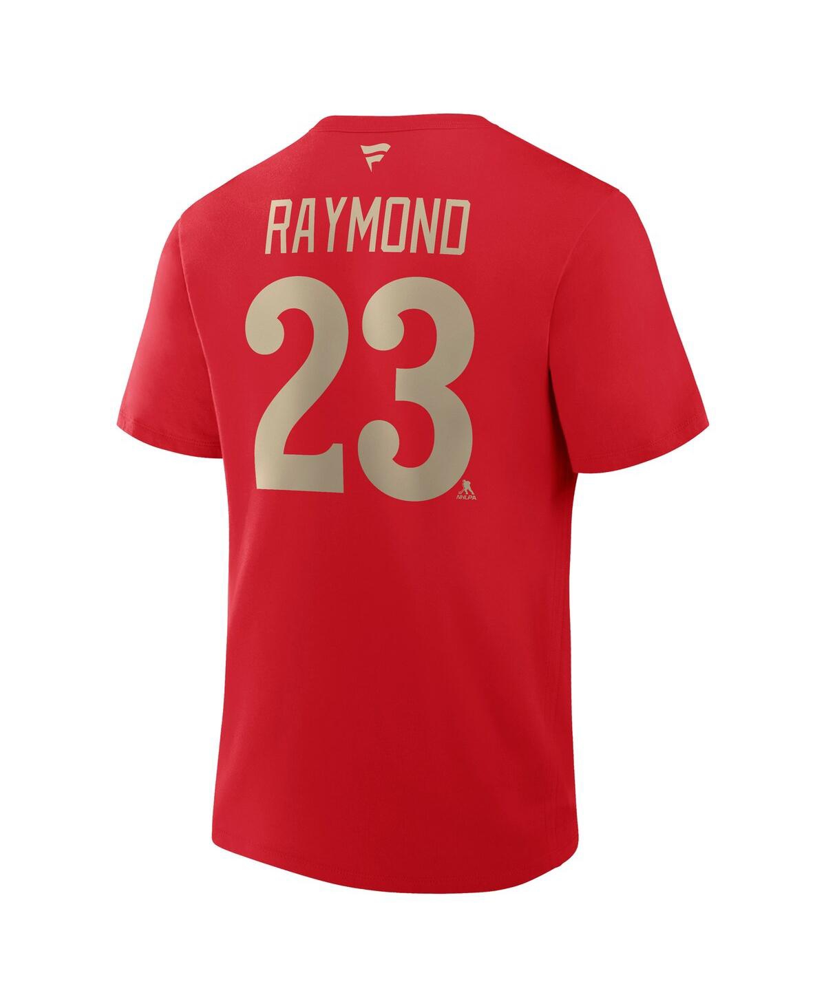 Fanatics Men's Lucas Raymond Red Detroit Wings Centennial Authentic Stack Name Number T-Shirt