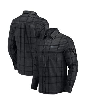 Fanatics - Men's Black Las Vegas Raiders Micro Corduroy Plaid Button Up Shirt
