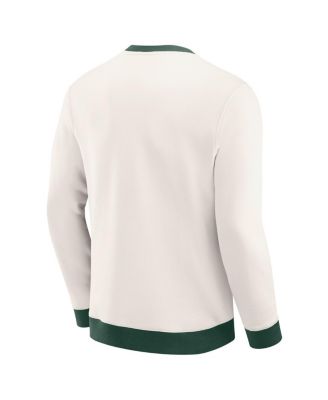 Darius Rucker Collection by Men's Cream Green Bay Packers Color Block Crewneck Sweatshirt