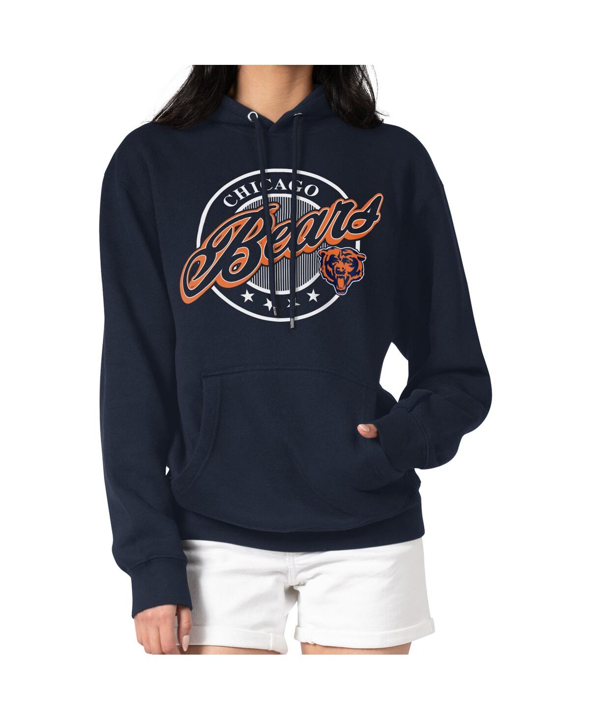 G-iii 4her By Carl Banks Women's Navy Chicago Bears Pinstripe Circle Fleece Pullover Hoodie In Blue