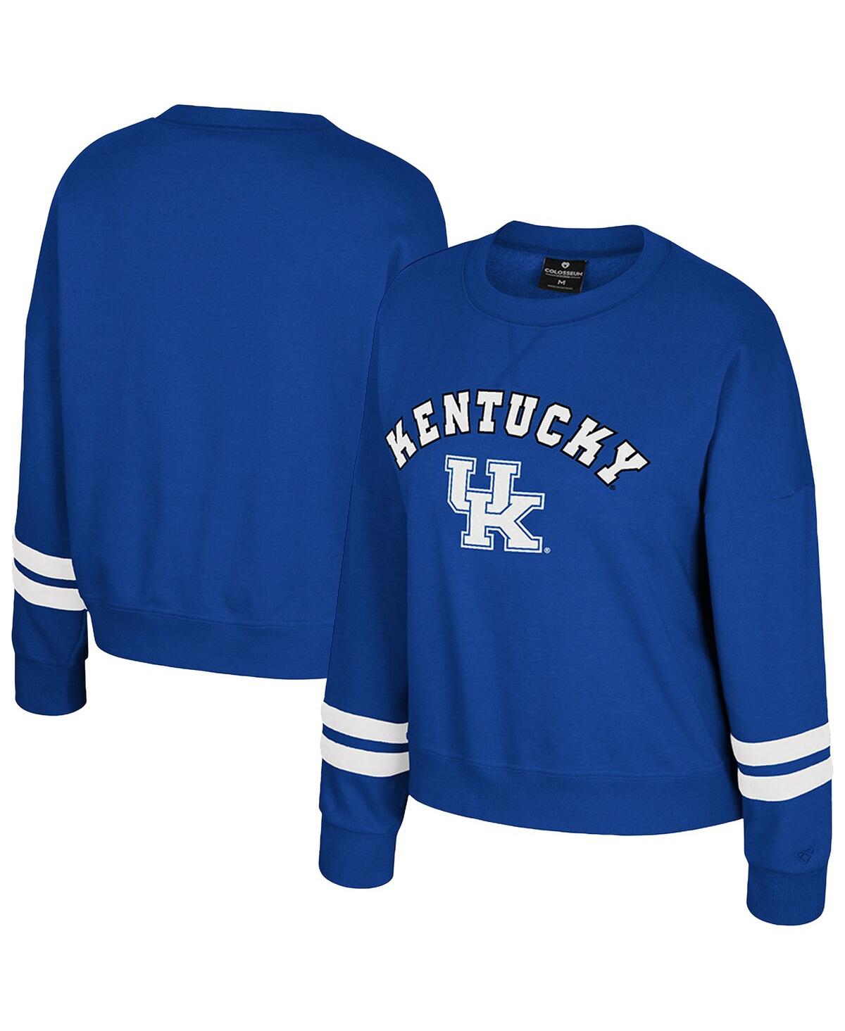 Colosseum Women's Royal Kentucky Wildcats Splashy Crewneck Fleece Sweatshirt In Blue