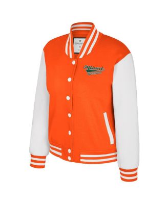 Women's Orange Miami Hurricanes French Baguette Full Snap Fleece Jacket