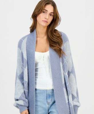 Juniors' Open-Front Eyelash Cardigan