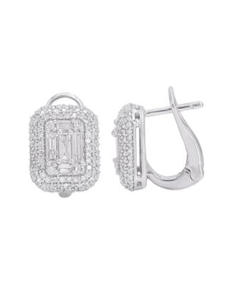 Macy's - Diamond Round & Baguette Earrings (1 ct. t.w.) in 14K White Gold