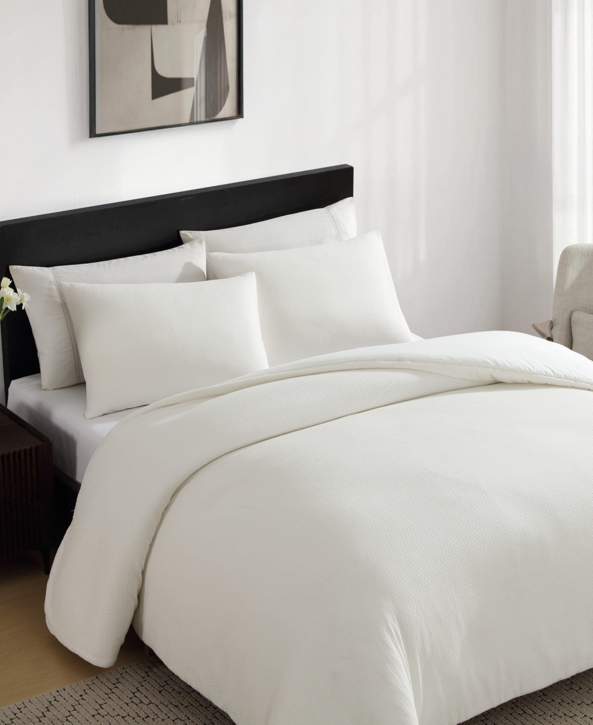 Vera Wang Threaded Basketweave Cotton 3-pc. Comforter Set, King In White