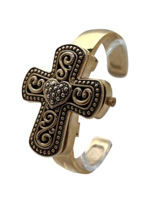 Gold Cross Shape Bangle Women Watch
