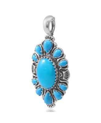 Sterling Silver Kingman Turquoise Oval and Pear Bold Pendant Enhancer