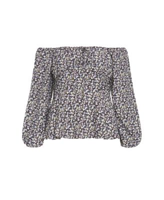 Plus Size Gigi Long Sleeve Daisy Print Top