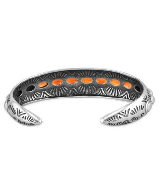 Sterling Silver Orange Spiny Oyster Textured Cuff Bracelet