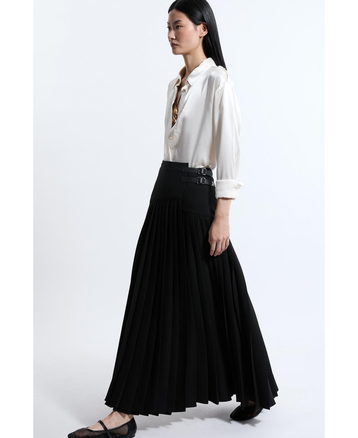 Karen Millen Women's Buckle Detailed Maxi Skirt