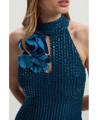 Women's Woven Maxi Rosette Dress