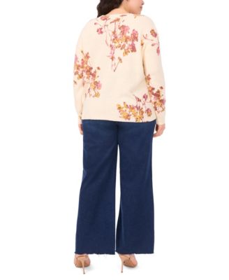 Plus Size Electric Bouquet Crewneck Sweater