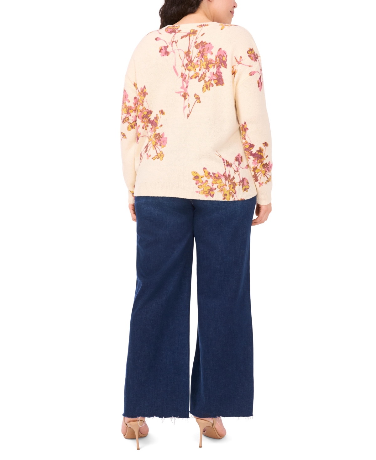 Vince Camuto Plus Electric Bouquet Crewneck Sweater