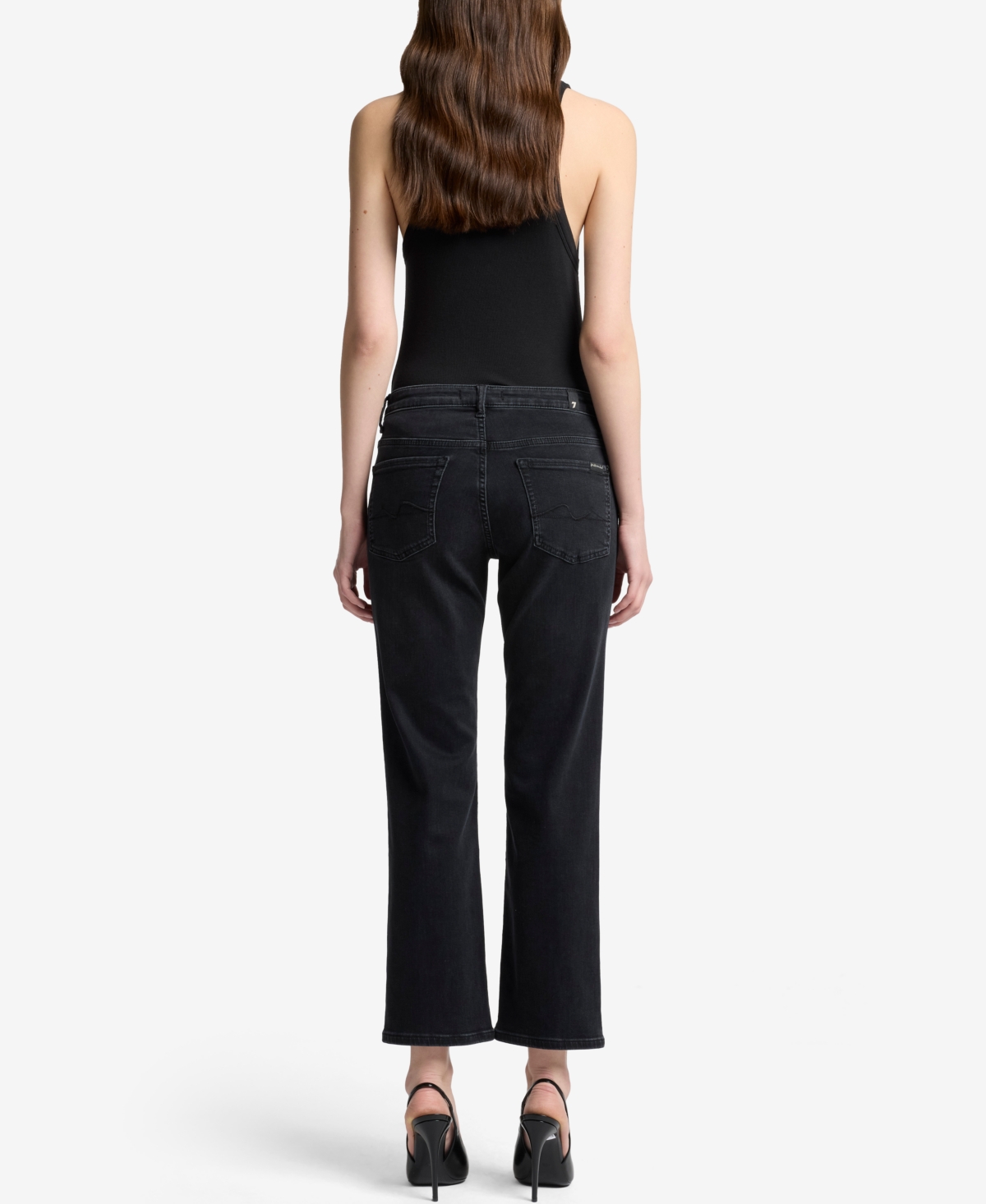 7 For All Mankind Women's Calie Straight Leg Ankle Jeans In Black