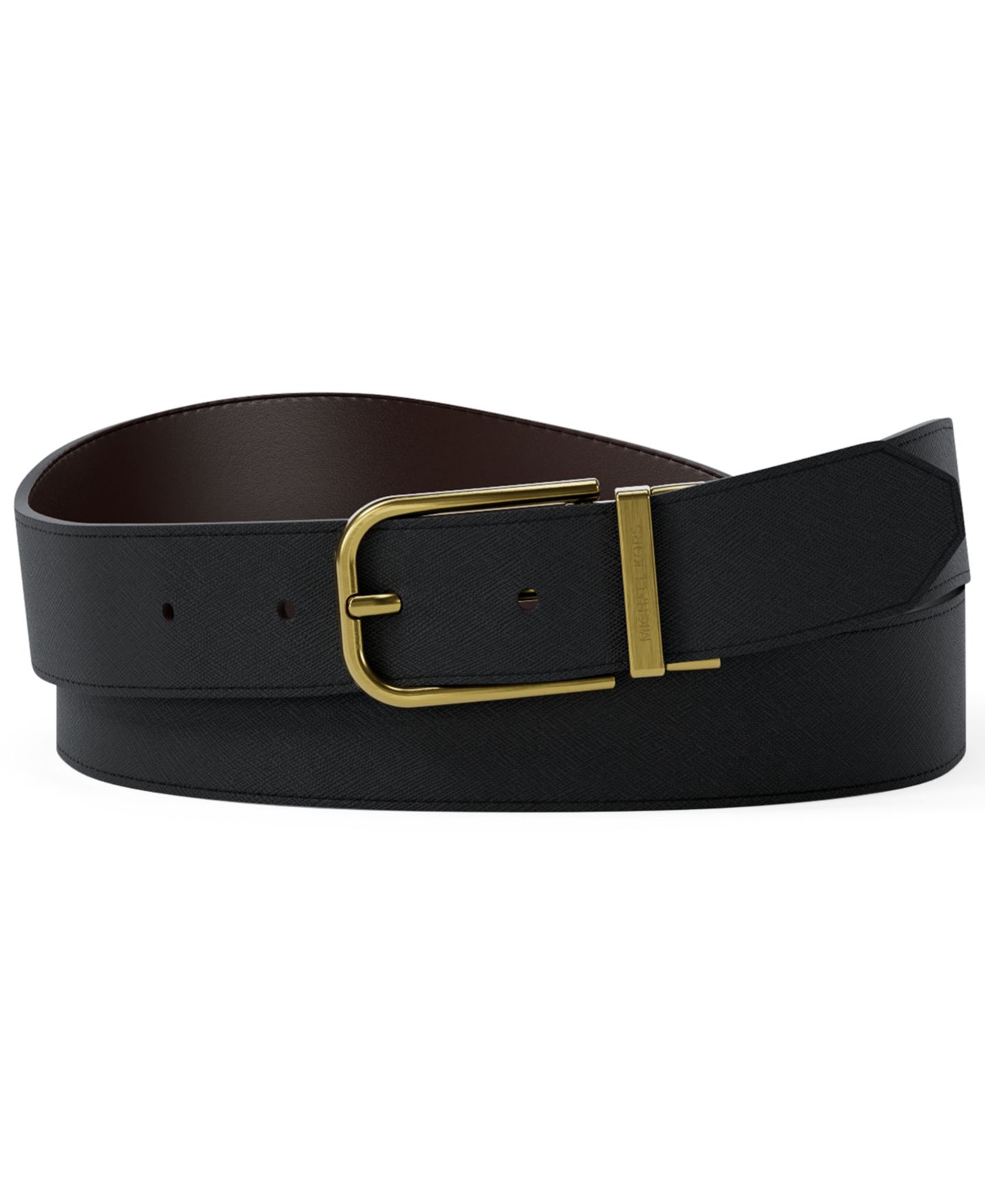 Мужской ремень Michael Kors 31MM Reversible D-Buckle Dress Belt, цвет: Чёрный — фото 1