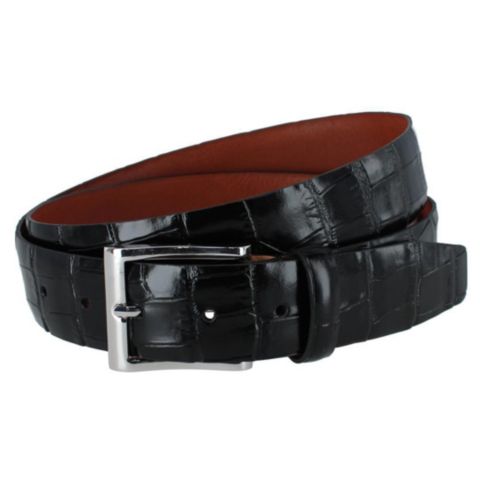 Мужской ремень TRAFALGAR Elias Embossed Gator 35mm Leather Belt, цвет: Чёрный