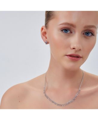 Rainbow Multiple Star Station Necklace Sterling Silver